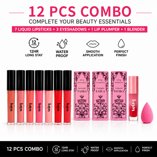 Combo of 10 pcs- 7 Lipsticks+2 eyeshadows+1 gift😍