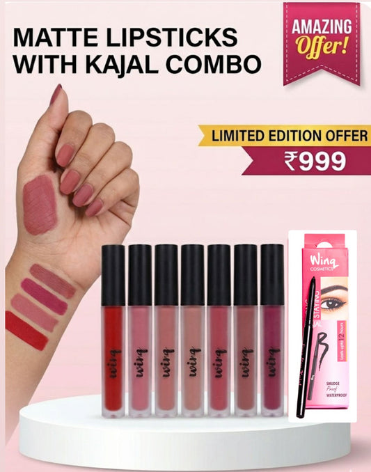 9 pcs combo ₹999 (7 matte liquid lipsticks plus free gifts)