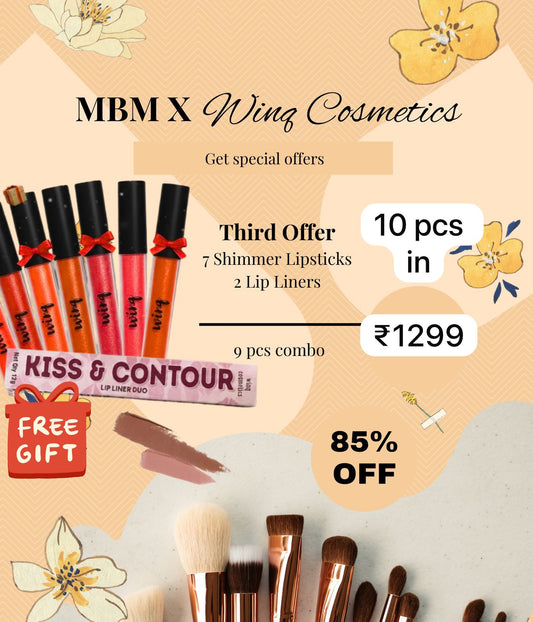 Shimmer Lipsticks plus Lip Liners & gift (Combo of 10)