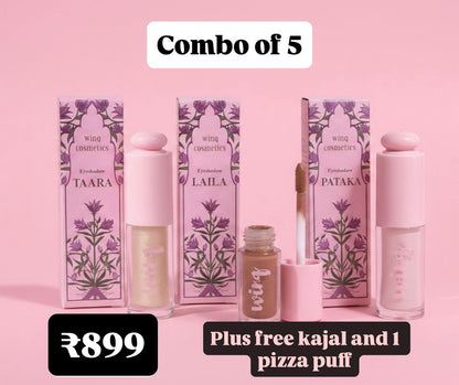 Combo of 5- 3 Liquid Matte Eyeshadows + Kajal + free gift