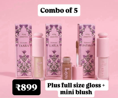 Combo of 5- 3 eyeshadows + mini blush + gloss 💖😍