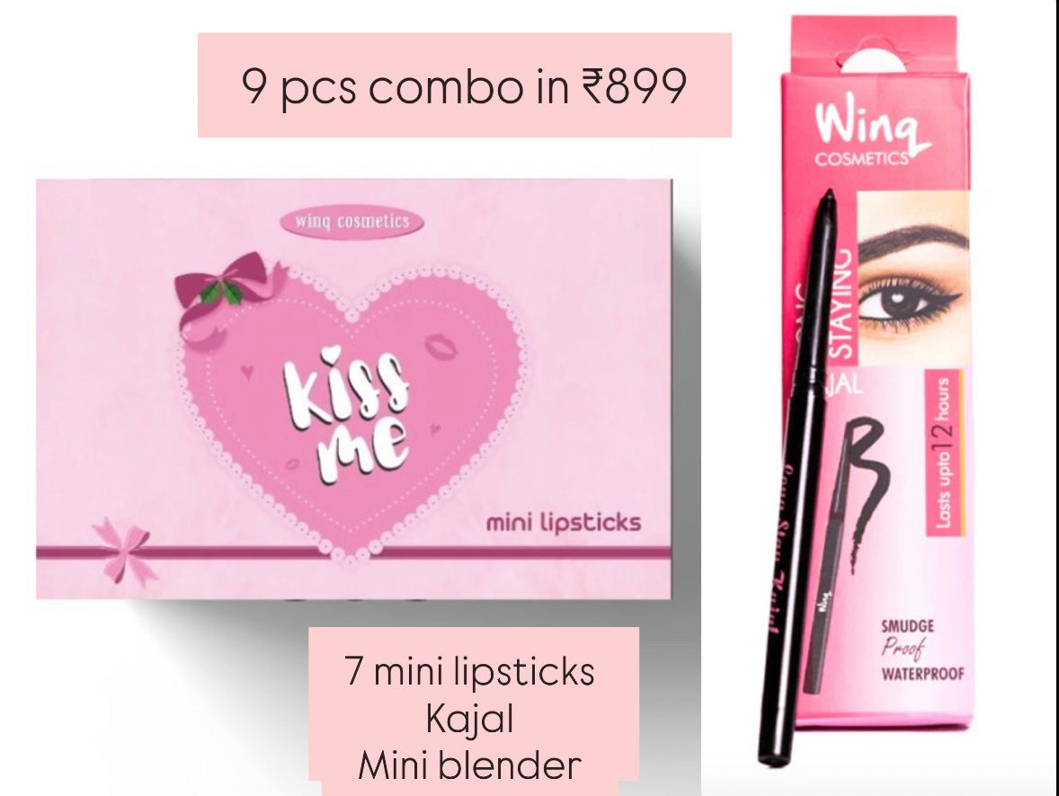 Mini Lipsticks Combo plus kajal and mini blender🩷 (9pcs in ₹899)