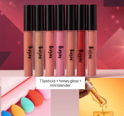 7 Matte Lipsticks + 1 Gloss + Mini Blender 😍