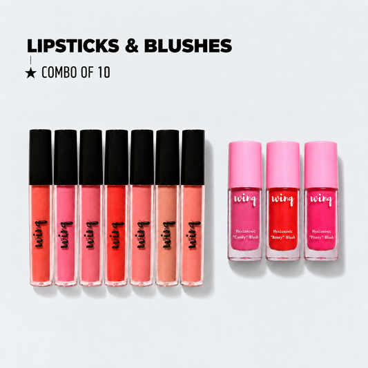 Lipsticks & Blush Combo (10 pc combo) plus free gifts