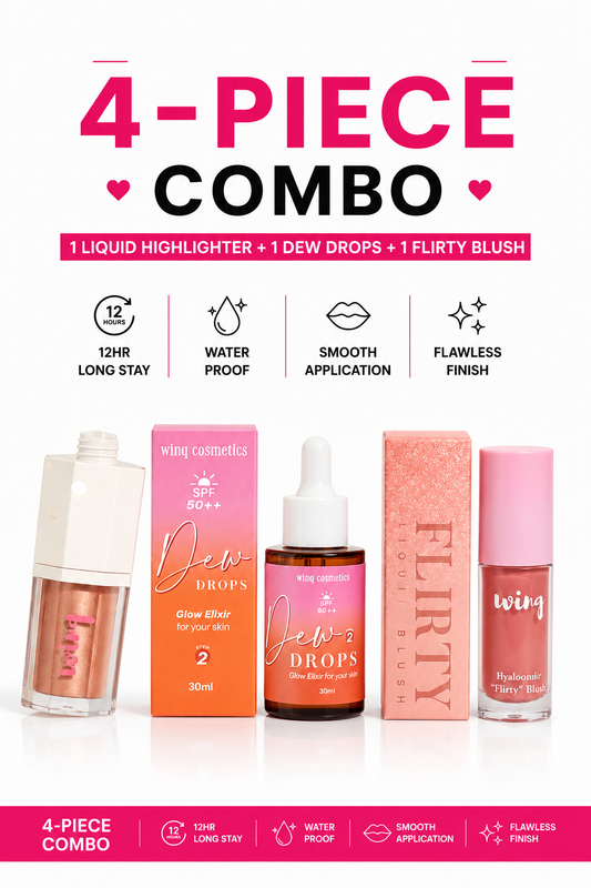 Combo of dew drops+liquid highlighter and blush plus free pizza puff
