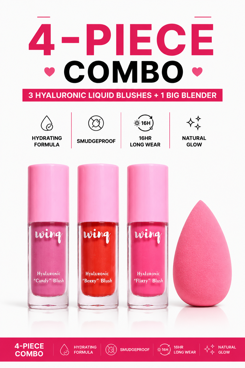 Combo of 3 blushes (flirty,berry,candy) plus free gift