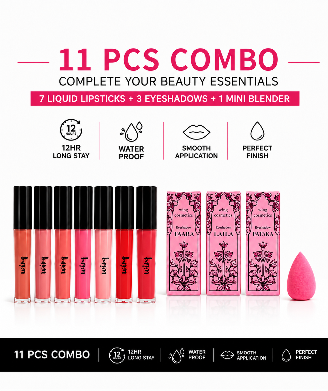 Combo of 11- 7 full sized Matte Lipsticks + 3 Liquid Eyeshadows + free gift 💖