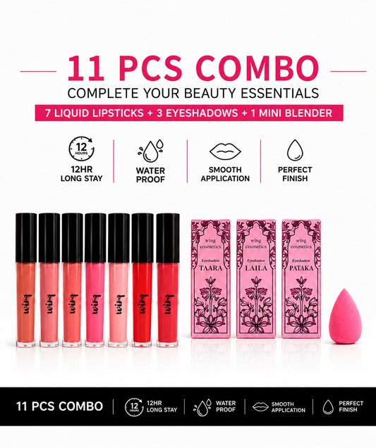 Combo of 11- 7 full sized Matte Lipsticks + 3 Liquid Eyeshadows + free gift 💖