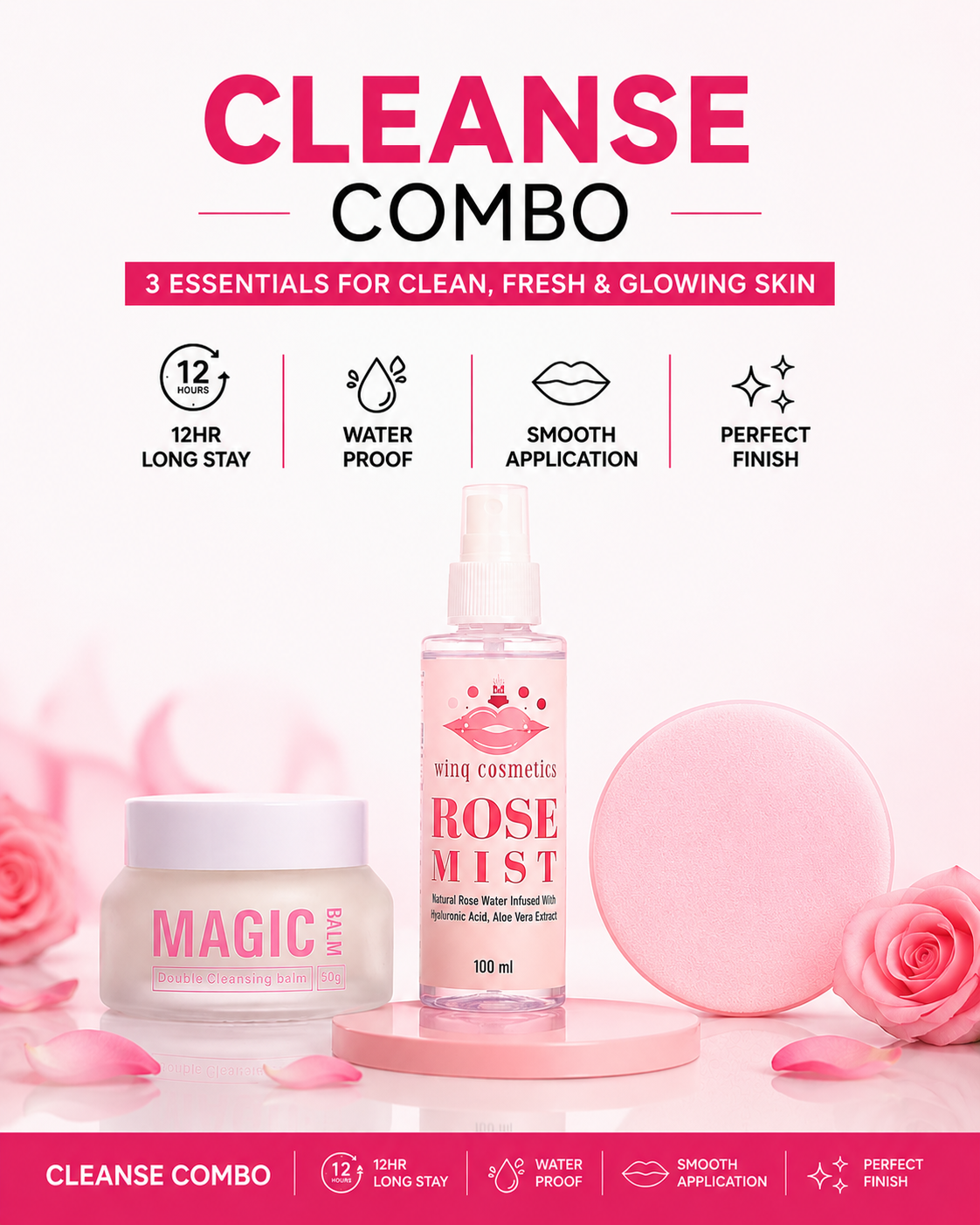 Cleansing Trio (cleansing balm+rose mist+wipe)