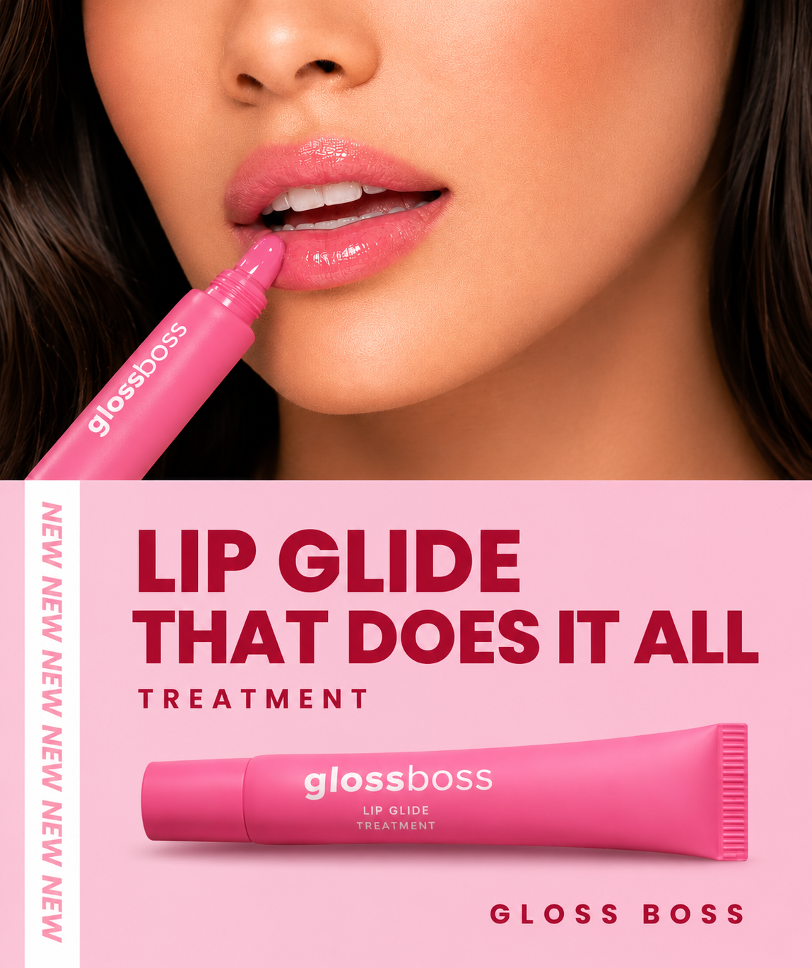 Combo of 2 Lip Treatment GLOSSBOSS(pink & clear) plus tote bag & charms