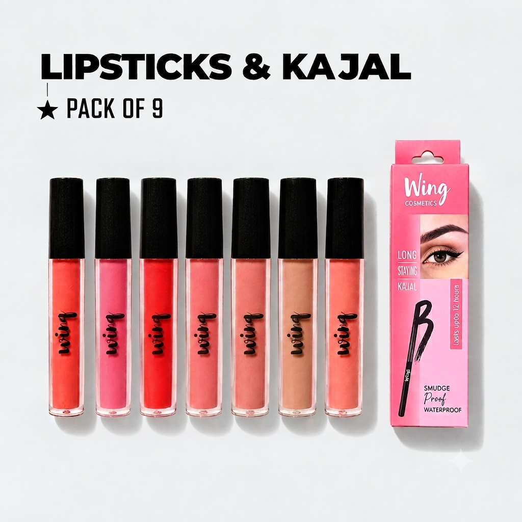 Shimmer Matte Lipsticks and free gift  (Pack of 9) plus free gifts